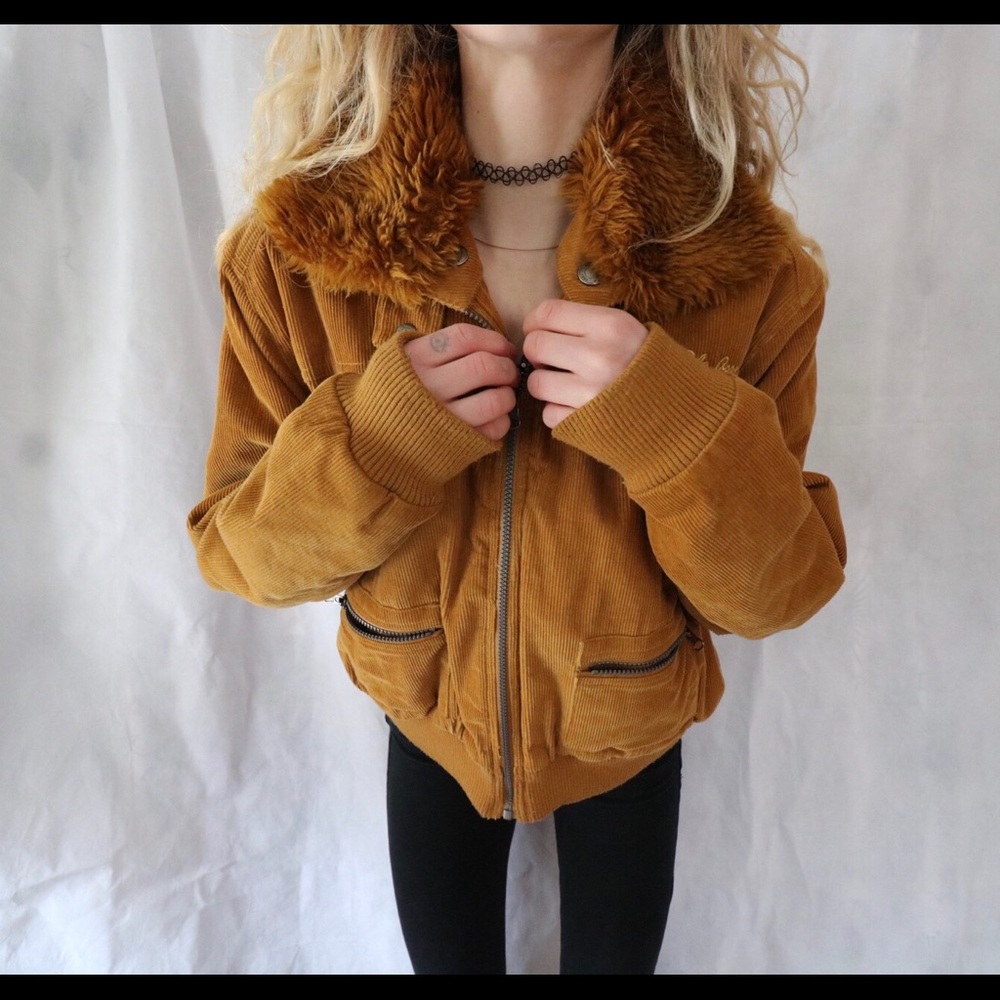 US Polo Assn Corduroy Crop Bomber Zip Jacket ! - Picture 2 of 7